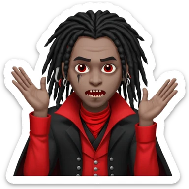 A black vampire with dreads throwing up 900 sticker