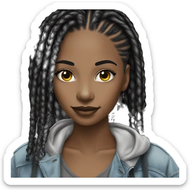Black woman with split dye black and white faux loc hair  sticker