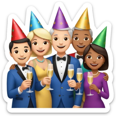 a gathering of middle aged adults sticker