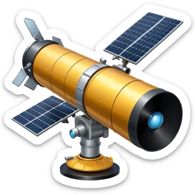 Hubble Space Telescope emoji style, detailed and professional, accurate to real Hubble, smaller solar panels sticker