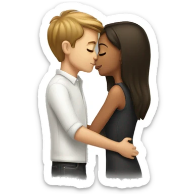 White boy kissing Hispanic girl boyfriend and girlfriend  sticker