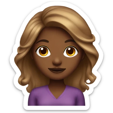 Brown skin girl with long blow out hair sticker