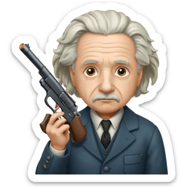 Albert Einstein holding a gun sticker