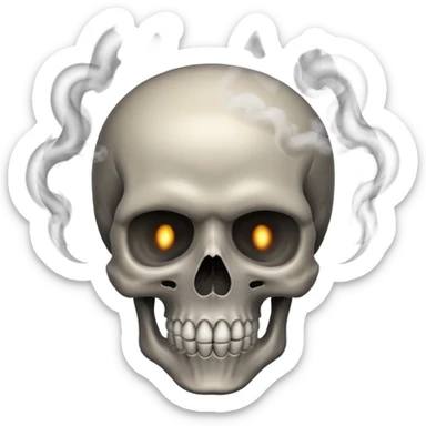 Make a skull emoji whose head is blasted off and smoke is coming from its head from inside sticker