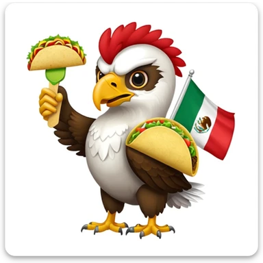 Mexican flag with eagle holding a taco instead of a snake sticker