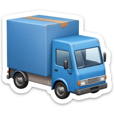 emoji of delivery truck nearby a packaging box sticker