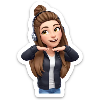 happy girl with headphones sticker