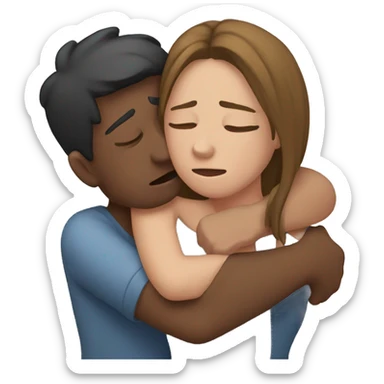Crying and hugging girlfriend  sticker