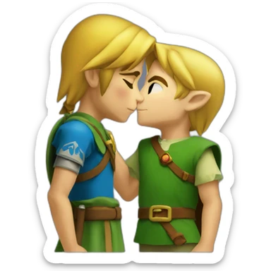 Link from the legend of zelda kissing à boy sticker