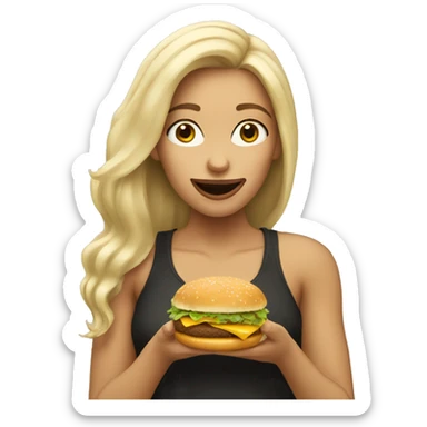 blonde girl eating mcdonalds sticker