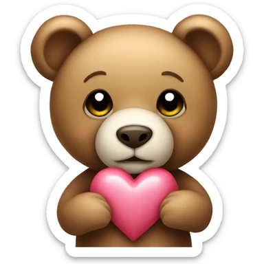 Teddybear holding a heart sticker