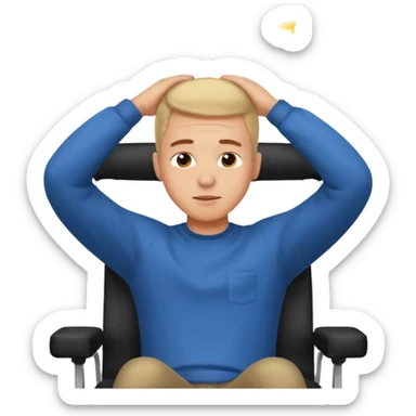 Regular emoji with guy with hands on back of head leaning back in chair watching YouTube  sticker