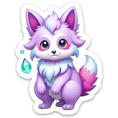 Kawaii colorful ethereal anthro fursona Fakemon sticker