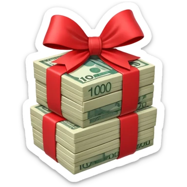 draw australian $100 notes stacked together and wrapped in a bow sticker