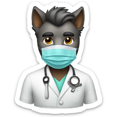 Barber wolf with surgeon mask sticker
