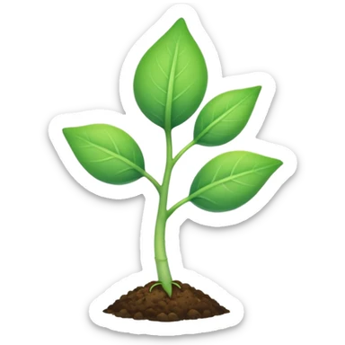 Minimalist sprout with two leaves, gentle green gradient, symbolizing personal growth and new beginnings. sticker