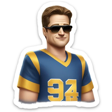 Brendan Fraser gambling with sun glasses and Pitt jersey sticker