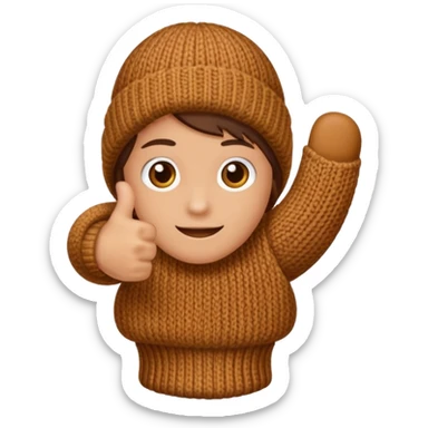 thumbs up hand in brown knit mitten sticker