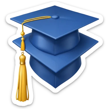 blue graduation cap with yellow tassel sticker