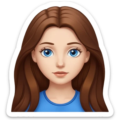 White girl with long brown hair blue eyes  sticker