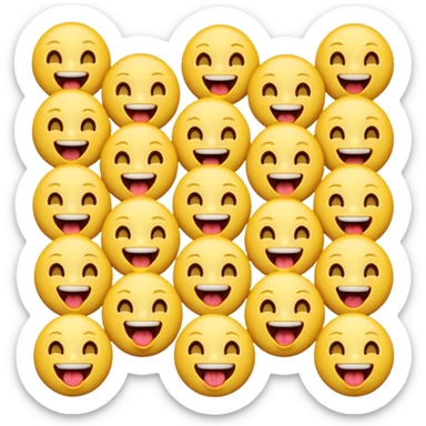Dozens of yellow smiling emoji faces with very small differences like open mouth, teeth showing, tongue out” sticker