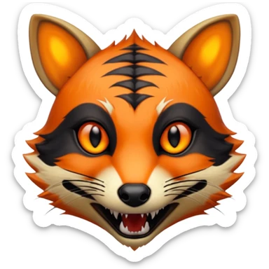 Fiery Wicked Cool Hot Edgy Badass Genet-Numbat-Fox-Civet-Vernid-fusion-hybrid-creature sticker