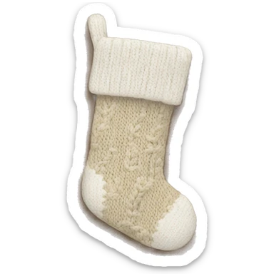 white and beige knit christmas stocking sticker