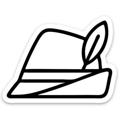 minimalist icon of a German alpine hat, dark gray with gray outline sticker