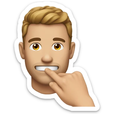 mans jawline with hand, only one finger touching the jawline sticker