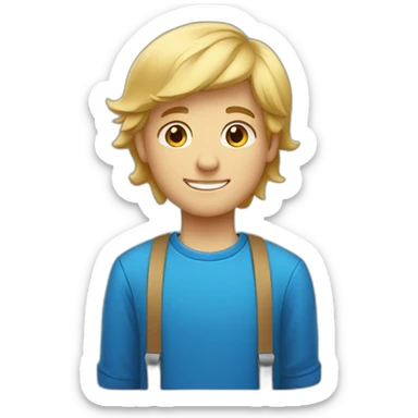 garçon 13ans cheuveux blond yeux bleu et souriant sticker