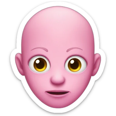 A monster that looks like a pink child without clothes. the eyes are black with highlights. cries a lot. bald  sticker
