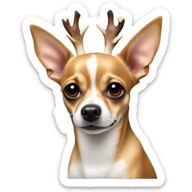 Chihuahua with Jack Russel coloring with rained deer antler headband sticker