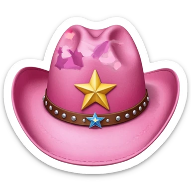 pink cowboy hat with a star badge sticker