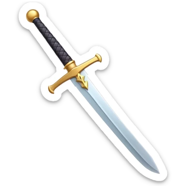 Clash of Clans aesthetic: Cinematic Playful Pixel 3D Sword Emoji, rendered in a 3D vector-style similar to standard emojis with minimal shading and bold, simplified shapes. A compact, distinct form with signature details, softly glowing with a pixelated adventure charm. Simplified yet unmistakably iconic, highly detailed and consistent, glowing with a soft radiance and high shine. Stylized with a touch of classic pixel-art charm and a soft glowing outline, capturing the essence of a beloved gaming relic with a friendly, playful manner! sticker