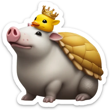 Rubber duck chubby round armadillo pig panda centipede armadillo wearing a crown sticker