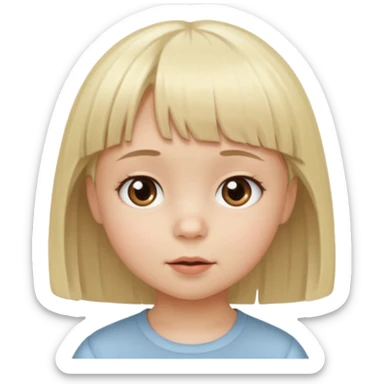 Niño pequeño con pelo corto muy rubio claro y mucho flequillo y ojos marrones sticker