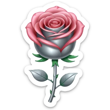 gray metal chrome rose, without green leaves, just flower sticker