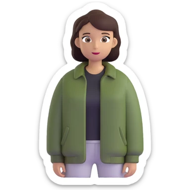 dark olive green jacket over a lighter green top sticker