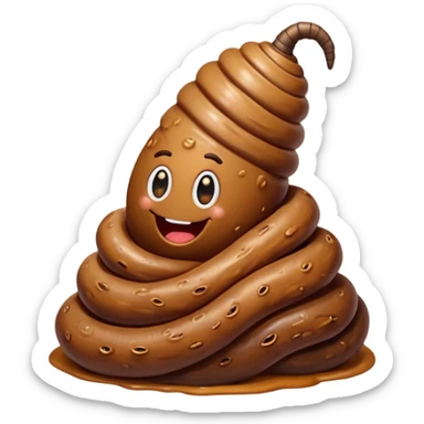 stinky worm coming from turd sticker