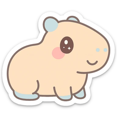 sweet capybara facing sideways, kawaii-inspired sticker