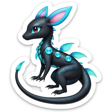 Dark edgy bioluminescent luminescent Salandit-Vibrava-Meloetta-Sylveon-Umbreon-fusion-Pokémon-hybrid-creature  sticker