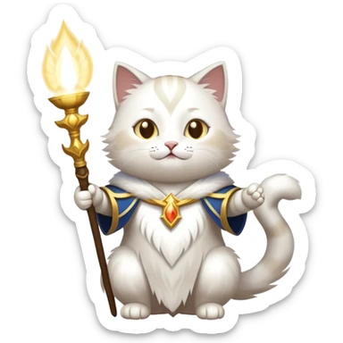 cute cat paladin casting a holy light spell sticker
