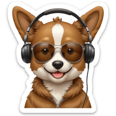 Dog wearing headphones with sunglasses  sticker