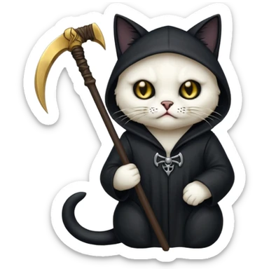 Grim reaper cat sticker