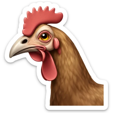 a hen with a horse's head sticker