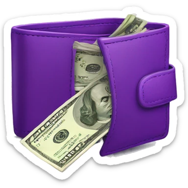 purple money coming out a wallet sticker