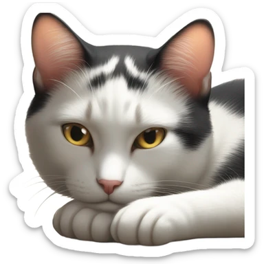 Black and white cat sun bathing sticker