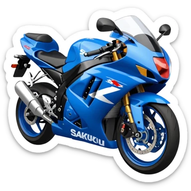 a Suzuki GSXR 1000 motorcycle with 'Sakqu' written in big, prominent letters above it, emoji style sticker