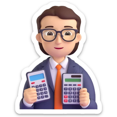 accountant with glasses and calculator sticker