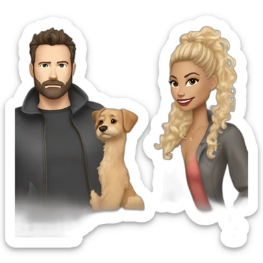 Ben Affleck with full beard and Jennifer Freeman with curly hair sticker
